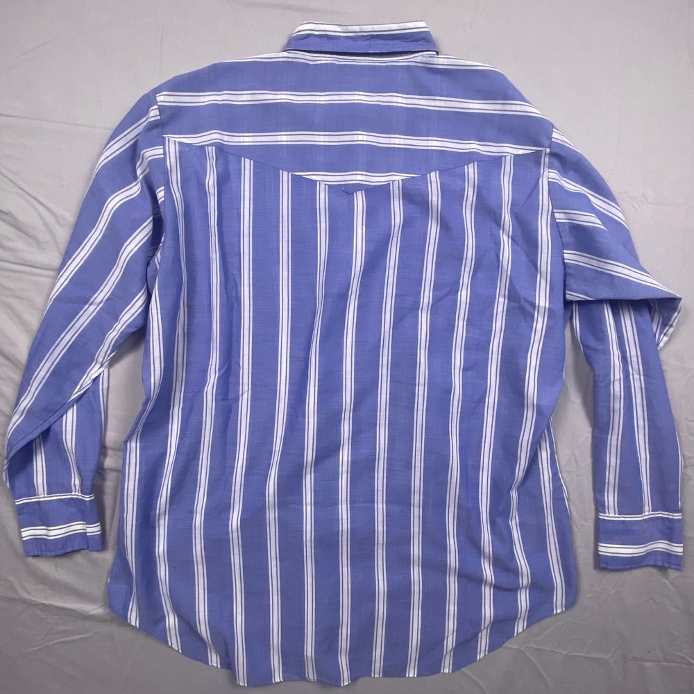 Ely Cattleman Western Shirt Mens 2XL Tall Blue White Striped Pearl Snap Country - Picture 6 of 8